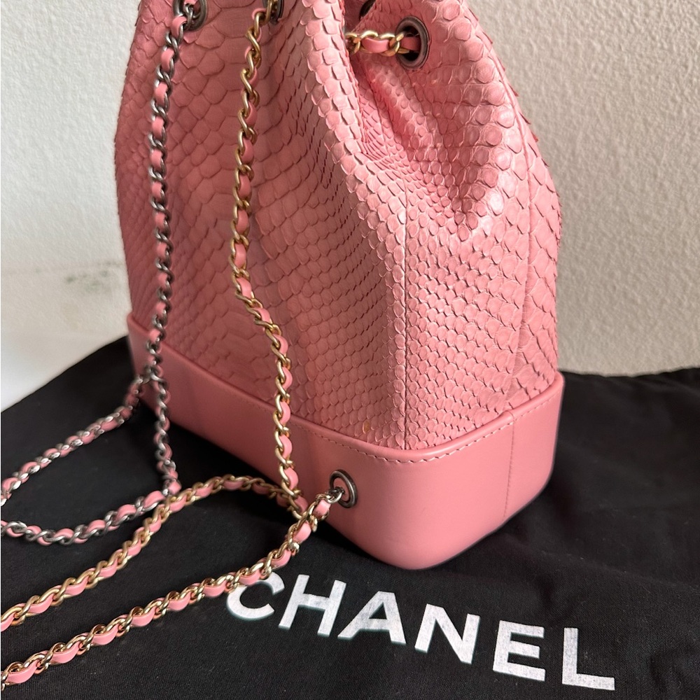 Rare Authentic Chanel Pink Python Small Gabrielle… - image 6